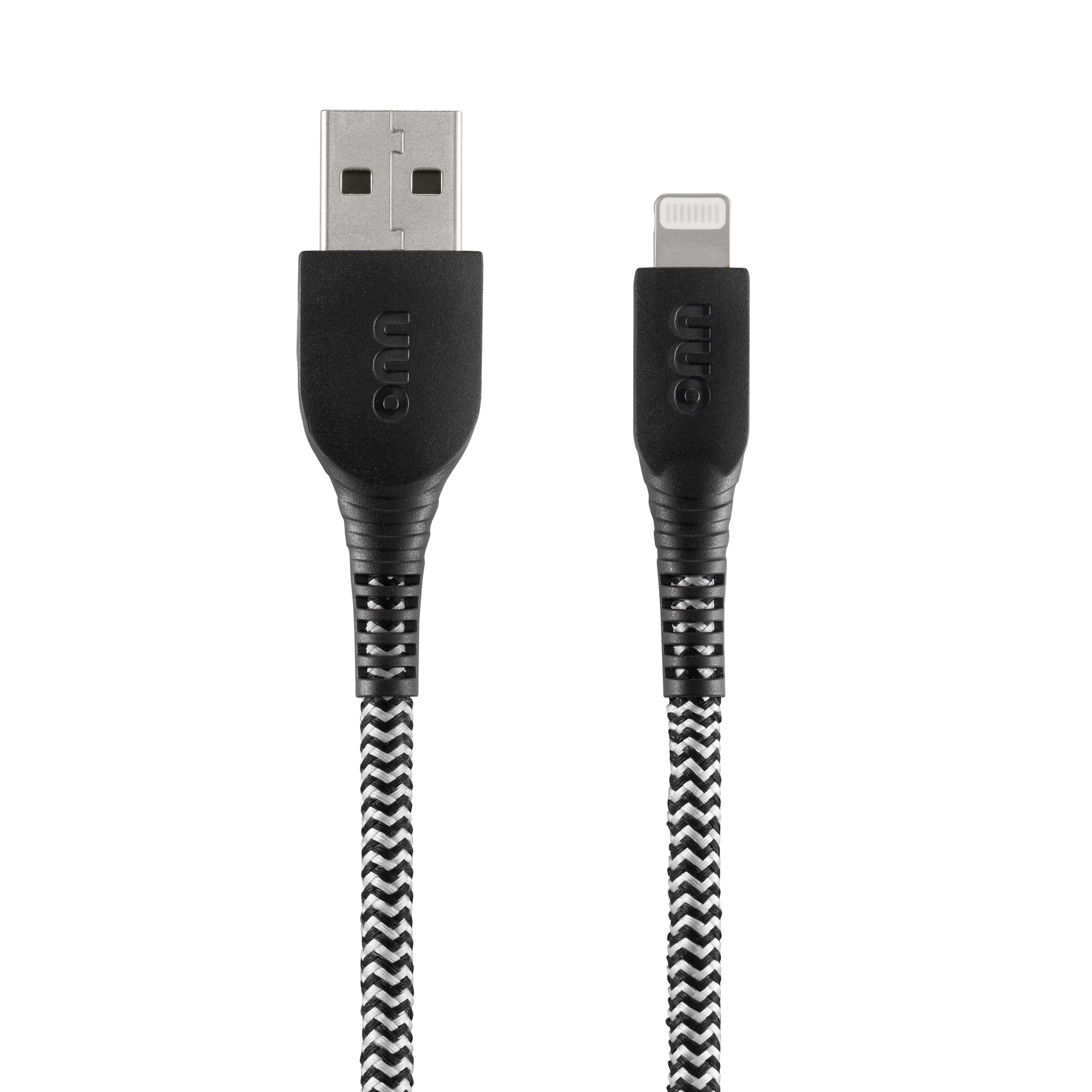 ONN. onn 6ft Lightning to USB-A Braided Charging Cable, MFI Certified, Black - Compatible with iPhone 14/13/12/11/X/XR/XS/8/7/6/5, iPad, Airpods and more