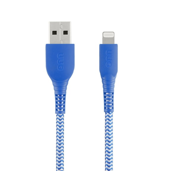 onn 6ft Lightning to USB-A Braided Charging Cable, MFI Certified, Blue - Compatible with iPhone 14/13/12/11/X/XR/XS/8/7/6/5, iPad, Airpods and more