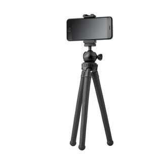onn. Focus 12" Flexible Mini Tripod with Smartphone Cradle, GoPro Mount & Adjustable Ball Head, Portable Camera Tripod for Smartphones, Compact Cameras & Action Cameras, Black