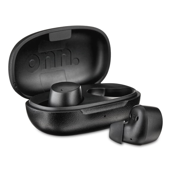 Onn Bluetooth Earphones with Charging Case and Touch Control, Black