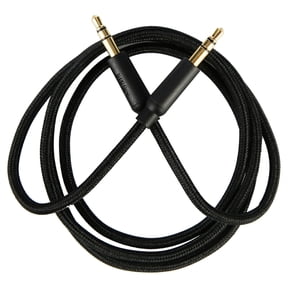 onn 3ft 3.5mm Aux to Aux Braided Audio Cable, Black
