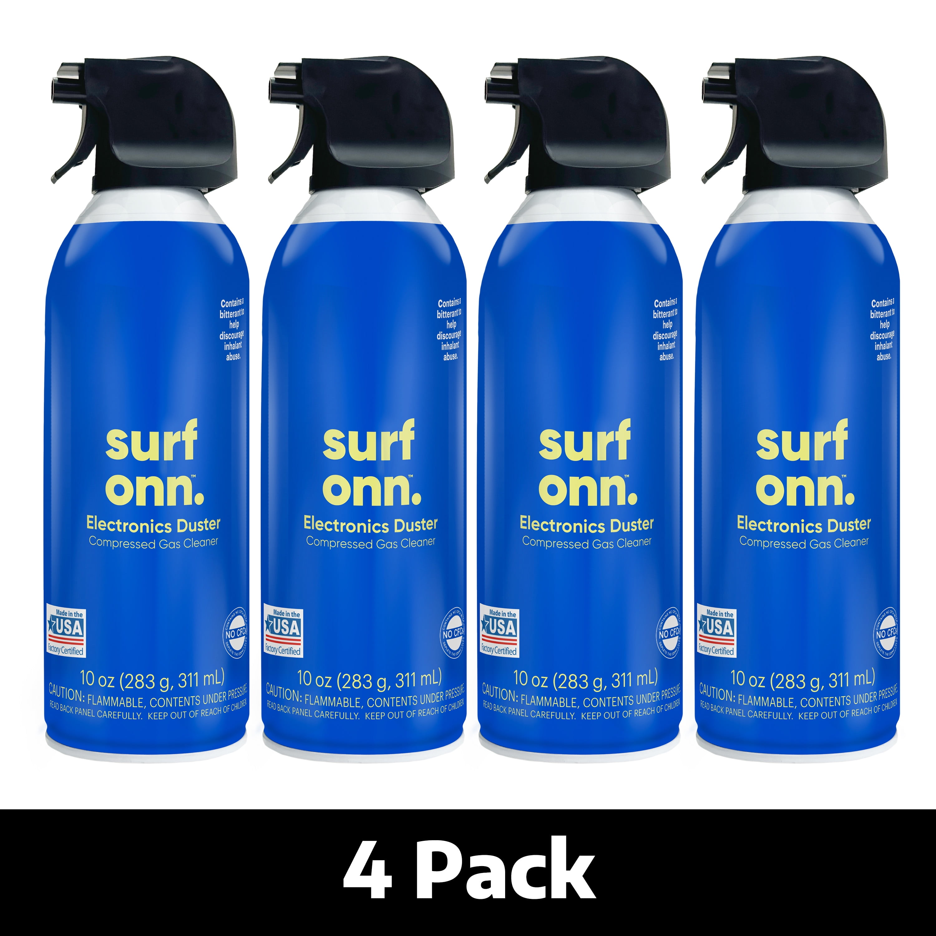 Onn. Electronics Duster Compressed Gas Cleaner, 10 oz, 4-Pack