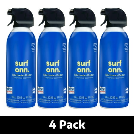 onn. Electronics Duster Compressed Gas Cleaner, 10 oz, 4-Pack