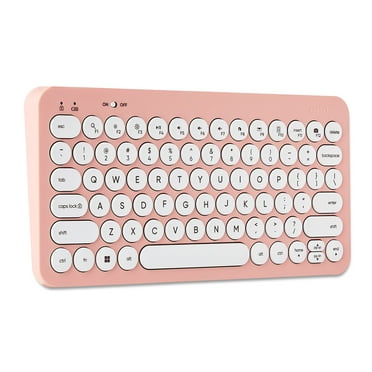 onn Backlit Mini Wireless Office Keyboard with USB Receiver, Pearl Blush Pink