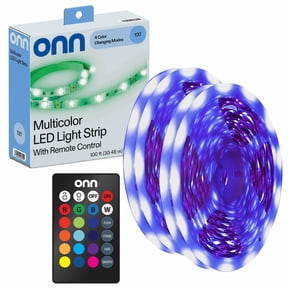 onn 100ft LED Strip Lights, Multicolor LED Lights for Bedroom, Remote Control