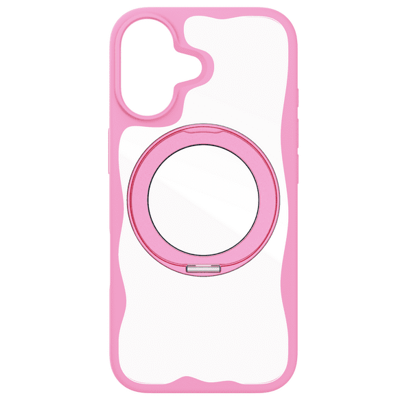 onn iPhone 17 Case, MagSafe Compatible Phone Case with Ring Stand & 360 Kickstand for Apple iPhone, Pink