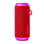 onn Large Rugged Speaker with Bluetooth Wireless Technology and LED Lighting, Red