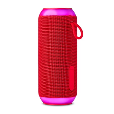 ONN LARGE RUGGED SPEAKER WITH BLUETOOTH WIRELESS TECHNOLOGY AND LED LIGHTING, RED