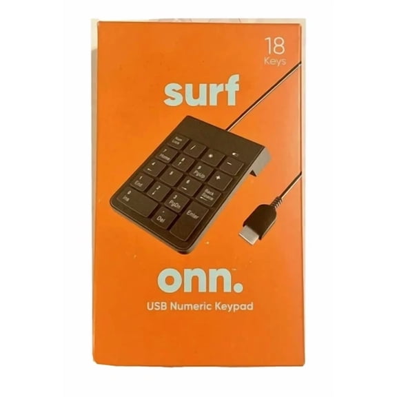 Onn Surf Black 18 Keys Pc And Mac Compatible Attached Cable Usb Numeric Keypad