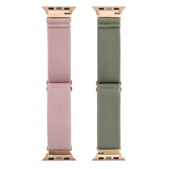 onn Watch Band, Universal Fit for Apple Watch, Samsung Galaxy, Garmin 20mm, 2 Pack-Pink & Green Knit