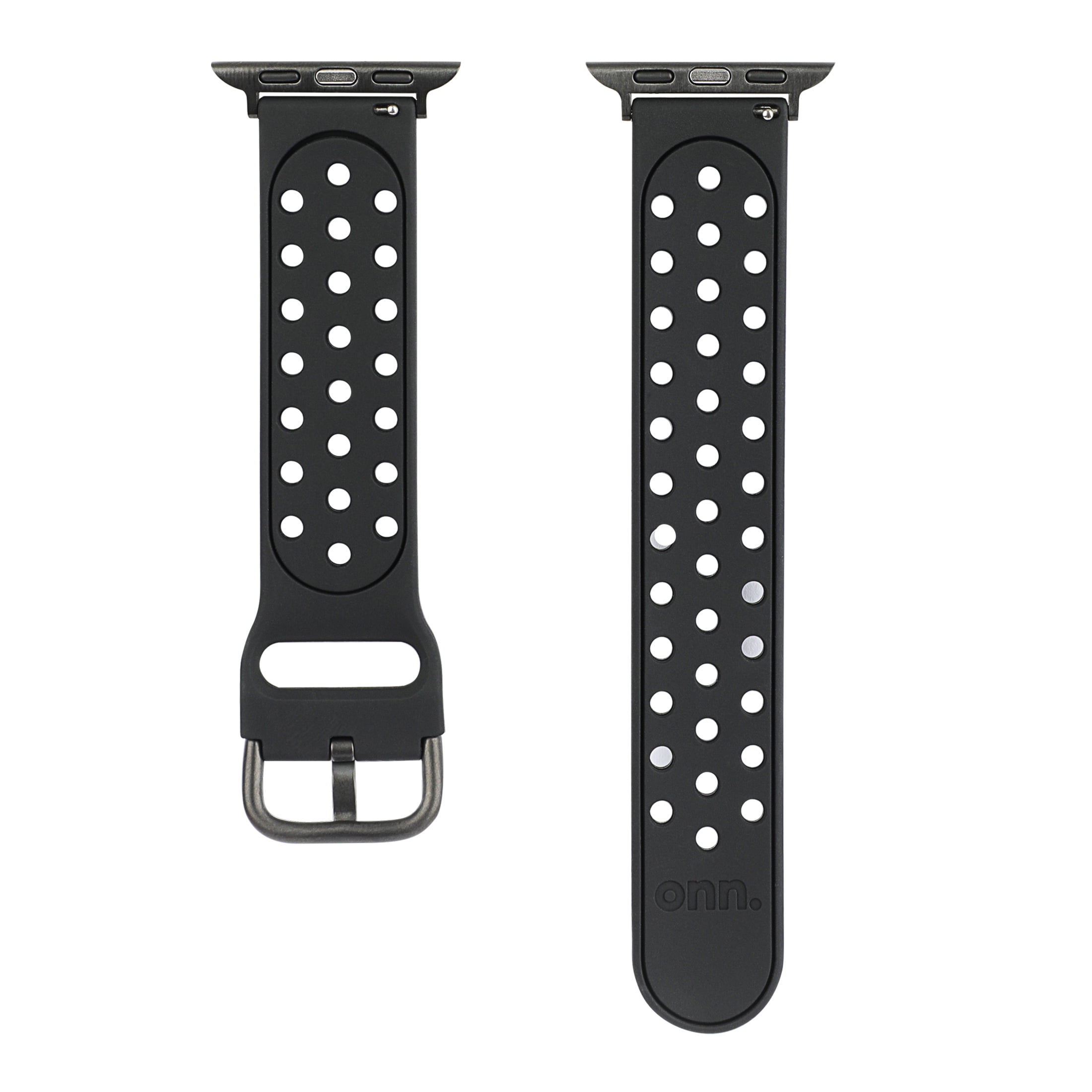 Onn Universal Watch Bands - Universal Fit for Apple Watch, Samsung Galaxy & Garmin 20mm, Black Silicone Sport