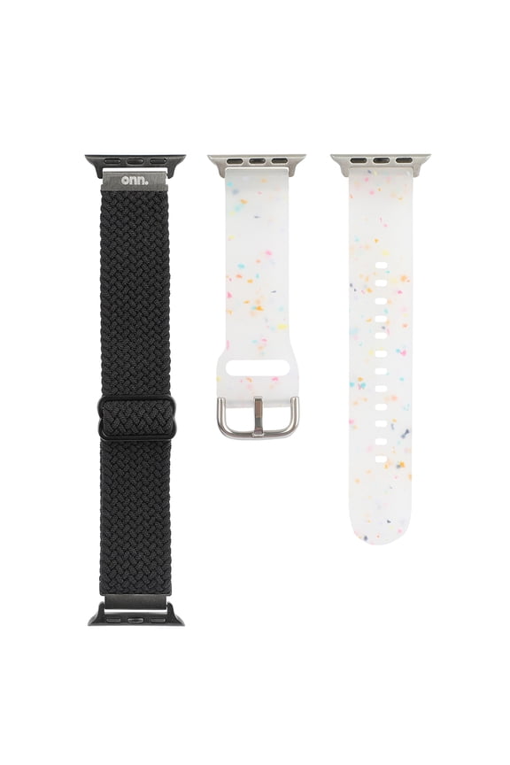 Universal Watch Bands - Black Woven & Clear Silicone for Apple, Samsung Galaxy & Garmin