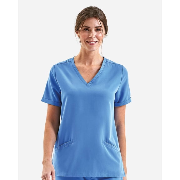 Onna NN310 Women's Invincible V-Neck Stretch Scrub Top-CEIL BLUE-3XL
