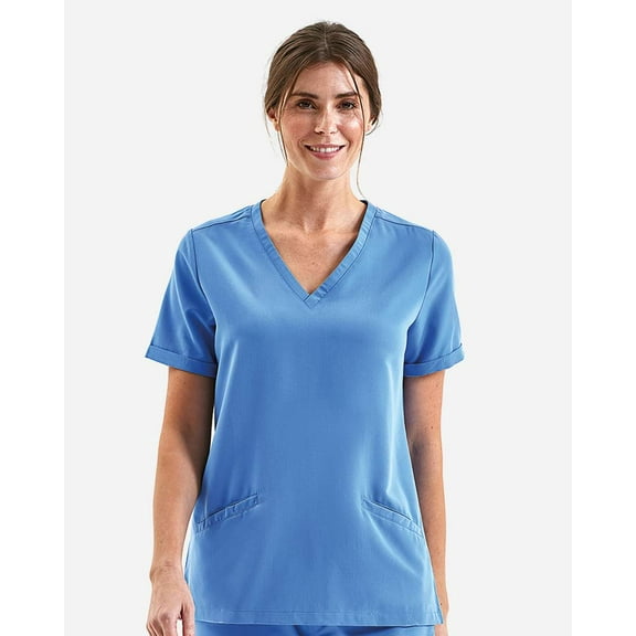 Onna NN310 Women's Invincible V-Neck Stretch Scrub Top-CEIL BLUE-4XL