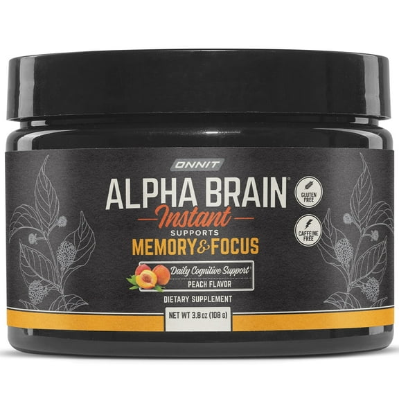 ONNIT Alpha BRAIN Instant Nootropic Powder, Peach Flavor, 30 Servings