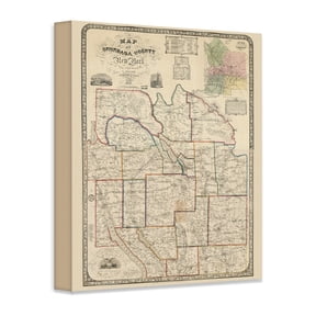 Onondaga County New York 1852 Antique Map 16x20 Stretched Canvas Poster Ready to Hang Vintage Cartography Syracuse Region Historic Atlas County Survey Wall Art Decor for Home Office Library