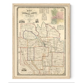 Onondaga County New York 1852 Antique Map 18x24 Framed Poster Ready to Hang Vintage Cartography Syracuse Region Historic Atlas County Survey Wall Art Decor for Home Office Library