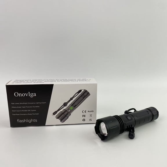 Onovlga flashlights,A100 LED EDC Flashlights High Lumens,Bright, Zoomable, Waterproof, Powerful, Emergency Tactical LED Flashlights for Home and 5 Modes