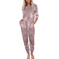 thumbnail image 1 of Onqubzoe Pajamas for Women Set Clearance Christmas Pajamas Women's 2024 Outer Wear Home Suit Women's Autumn and Winter Printed Long Sleeved Trousers Split Pajamas Maternity Pajamas Red XL, 1 of 4