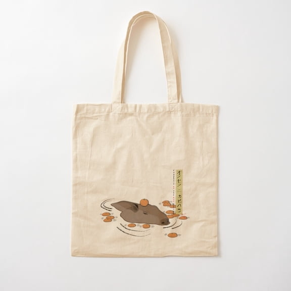 Onsen Ni Kapibara Canvas Tote Bags, Reusable Shopping Bag