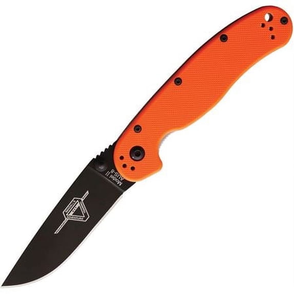 Ontario Knife RAT II Linerlock Folding Knife, 3" black finish AUS-8 stainless blade, Orange G10 handle