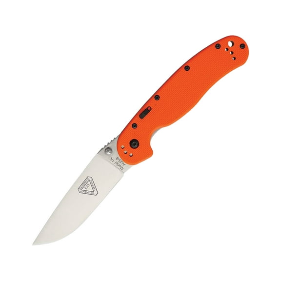 Ontario RAT 1A Assisted Opening Pocket Knife 3.6" Drop Point AUS-8 Satin Blade G-10 Handle Orange