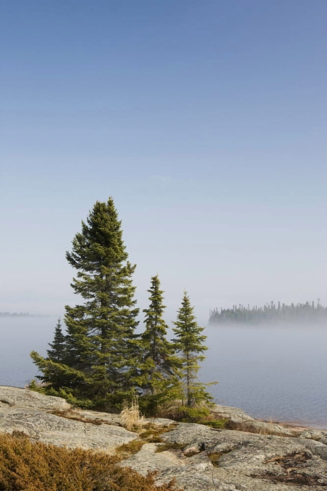 Ontario Canada An Island And Fog Over Lake Superior Canvas Art - Susan Dykstra Design Pics (24 x 38)