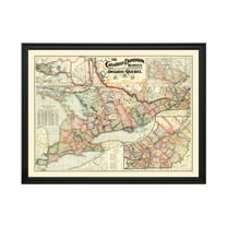 Ontario Canada Art, 1899 Vintage Map of Ontario Canada History Wall Decor Gift, Old Ontario Map - 24" x 18" Black Framed Print