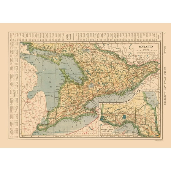 Historic Map - Ontario Canada - Reynold 1921 - 31.54 x 23 - Vintage Wall Art