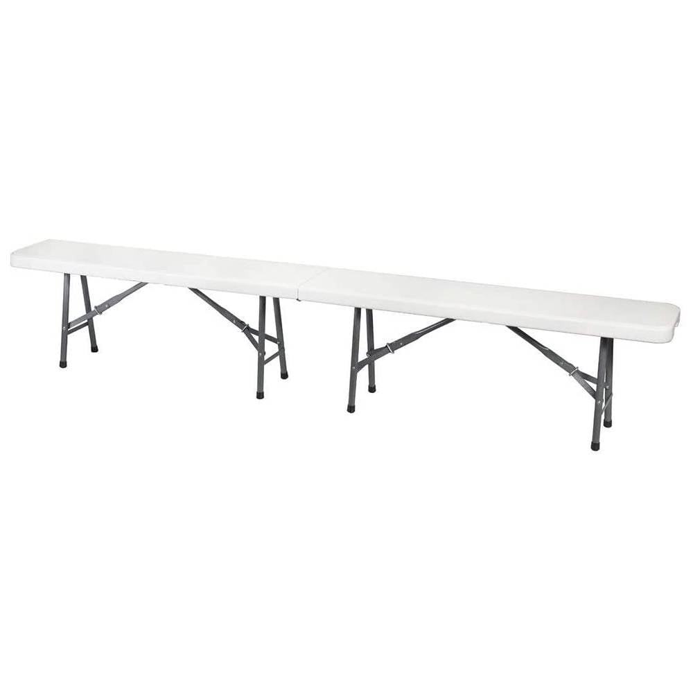 Ontario Furniture 8 Foot White Plastic Portable Folding Bench for