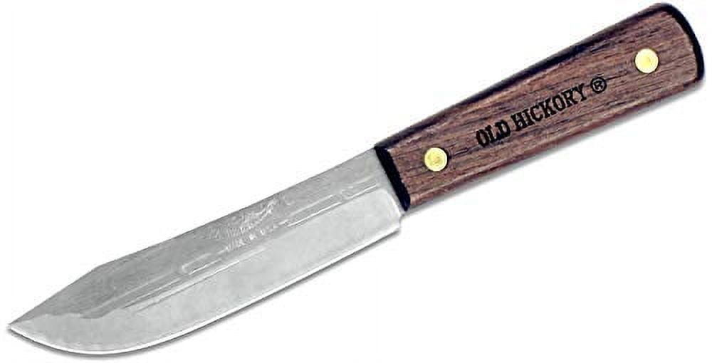Old Hickory Hunting Fixed Blade Knife 5.5" Clip Point Carbon Satin Blade Wood Handle Brown
