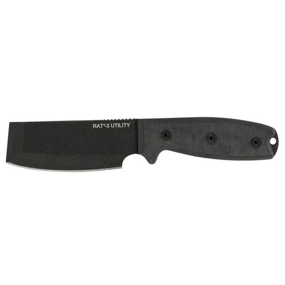 Ontario Knives RAT-3 Utility Fixed Blade Knife Carbon Steel & Gray Micarta