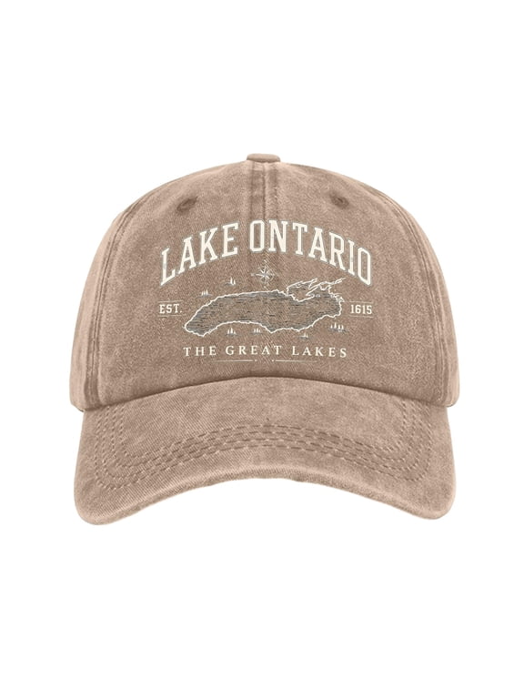 Ontario Lake Vintage Trucker HatEmbroidered Retro Slogan Dad Hat for Men Women, Breathable Summer Adjustable Baseball Cap