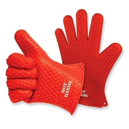 Ontel - Hot Hands - Non-Slip Silicone Kitchen Gloves for Ovens Grills Cooking Baking - Red