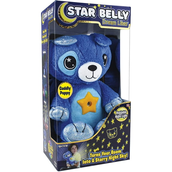 Ontel Star Belly Dream Lites, Stuffed Animal Night Light, Cuddly Blue Puppy
