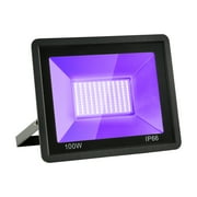 Ontesik 100W LED UV Black Light, Outdoor IP66 Waterproof, UV Lighting with Plug, Fluorescent Light, Used for Black Light Party, Screen Print, Aquarium, Fluorescent Posters, Body Painting