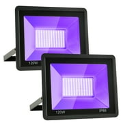 Ontesik 120W LED UV Black Lights,Used for Black Light Party, Screen Print, Aquarium Outdoor IP66 Waterproof, UV Lighting with Plug, Fluorescent Light,