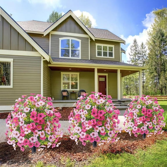 Ontiwes Spring Violet Artificial Silk Flowers, Ground-Stick Wedding Aisle Markers, Indoor/Outdoor Seasonal Decor, 15.7x23.62 in, 1-Pack