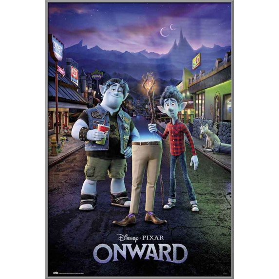 Onward - Famed Disney / Pixar Movie Poster (Regular Style - Brothers) (Size: 24" X 36") (Silver Aluminum Frame)