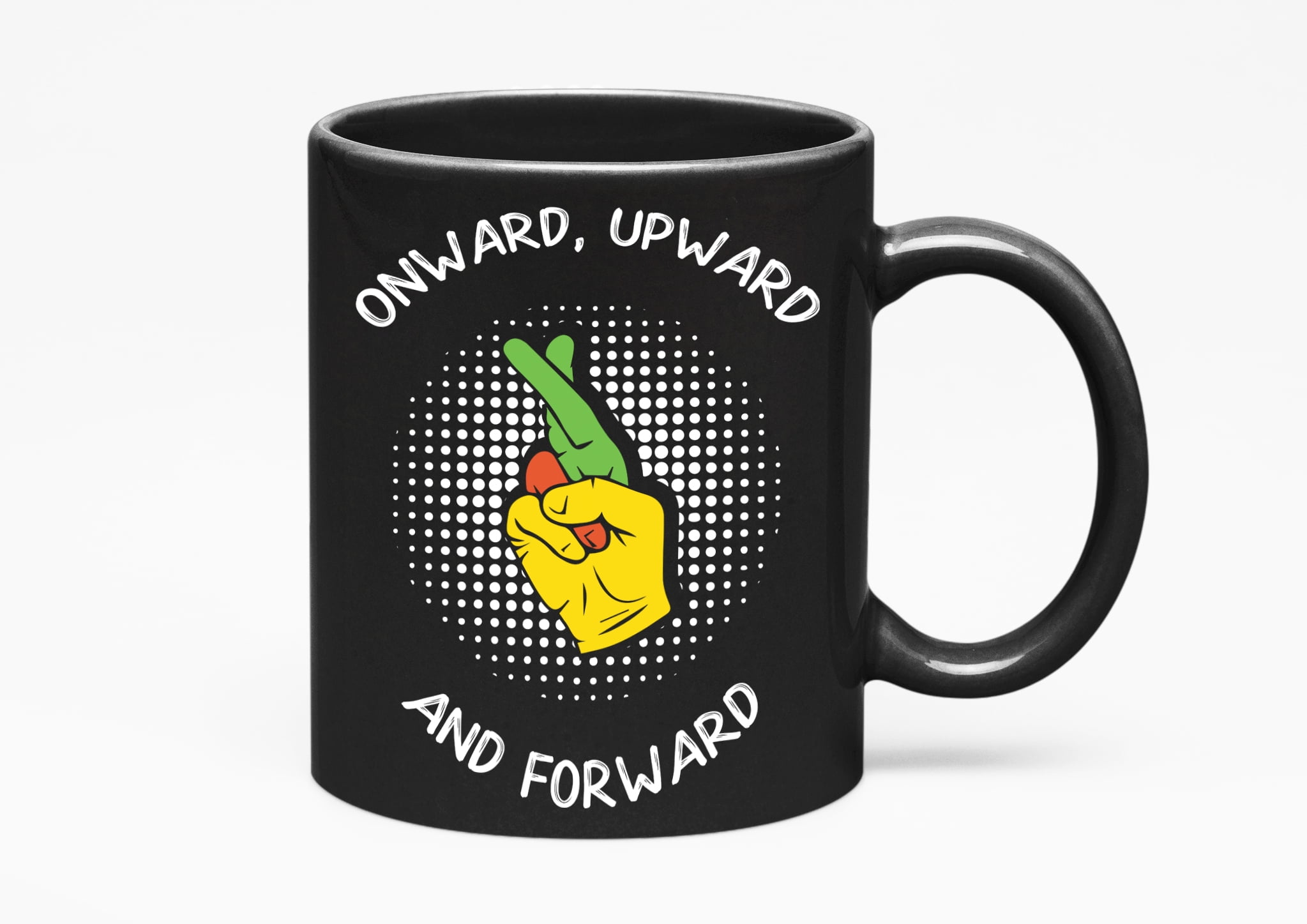 Onward, Upward & Forward Motivational Sign Language, Black 11oz Ceramic ...