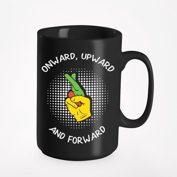 Onward, Upward & Forward Motivational Sign Language, Black 15oz Ceramic Mug