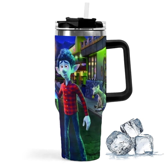 Onward-theme Insulated Stainless Steel Tumbler with Handle Gifts For Family Friends Fans and Straw Fits in Standard Cup Holder 40 OZ