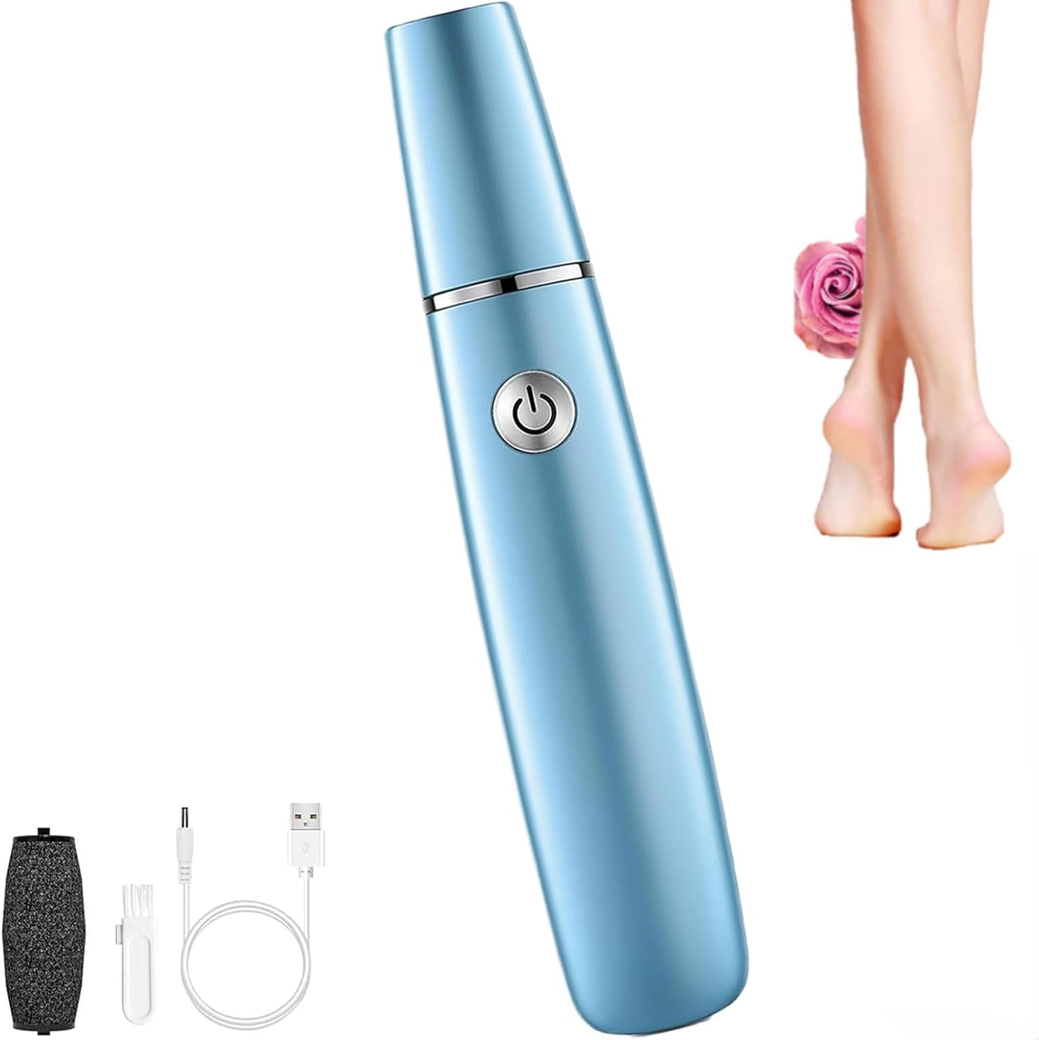 Onwddarefy Electric Feet Callus Remover, 360 Rotation Callus Remover for Feet, 3 Speeds Adjustable, for Women and Men Cracked (Blue)