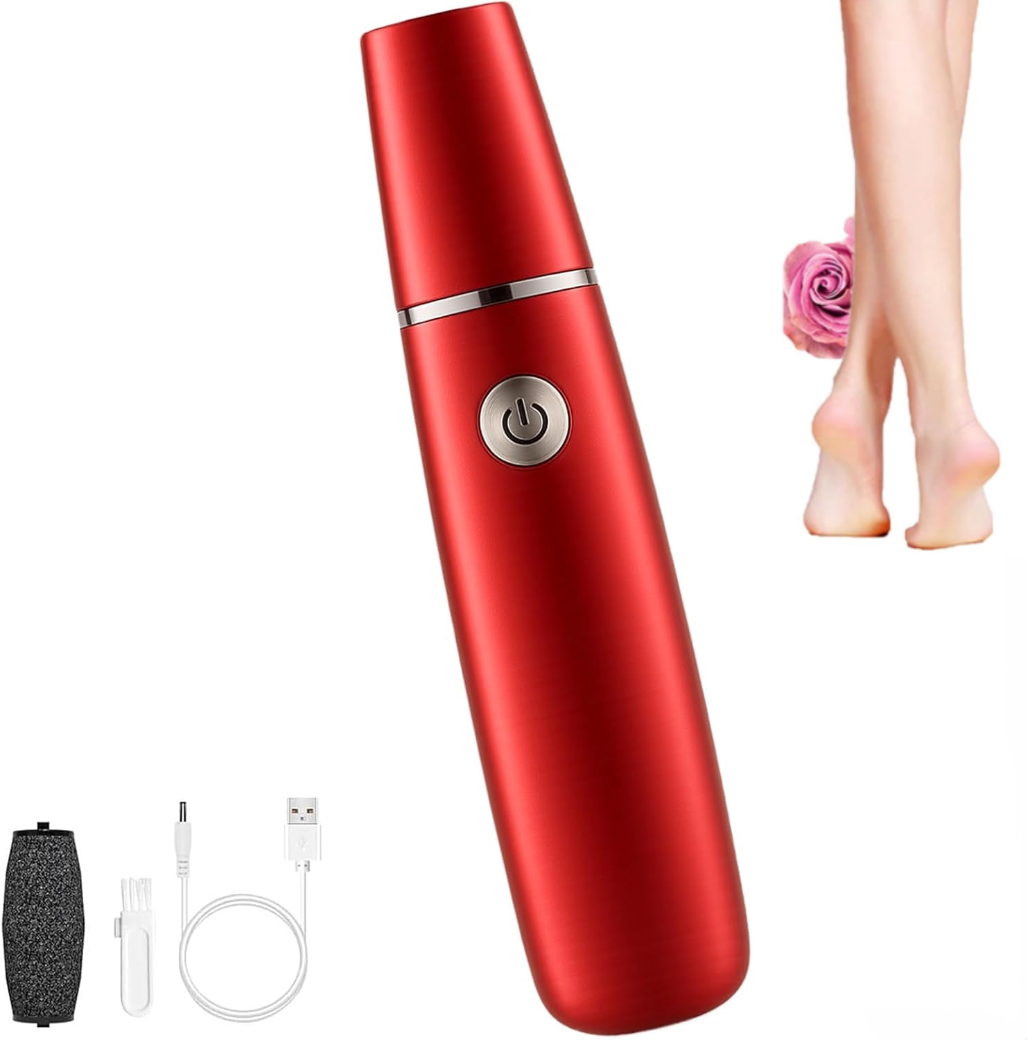 Onwddarefy Electric Feet Callus Remover, 360 Rotation Callus Remover for Feet, 3 Speeds Adjustable, for Women and Men Cracked (Red)
