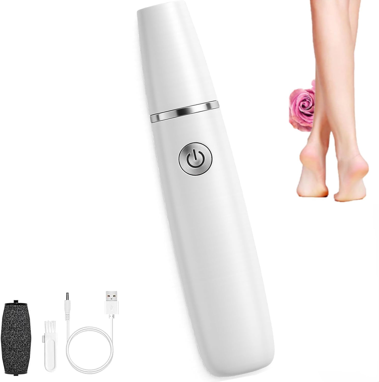 Onwddarefy Electric Feet Callus Remover, 360 Rotation Callus Remover for Feet, 3 Speeds Adjustable, for Women and Men Cracked (White)