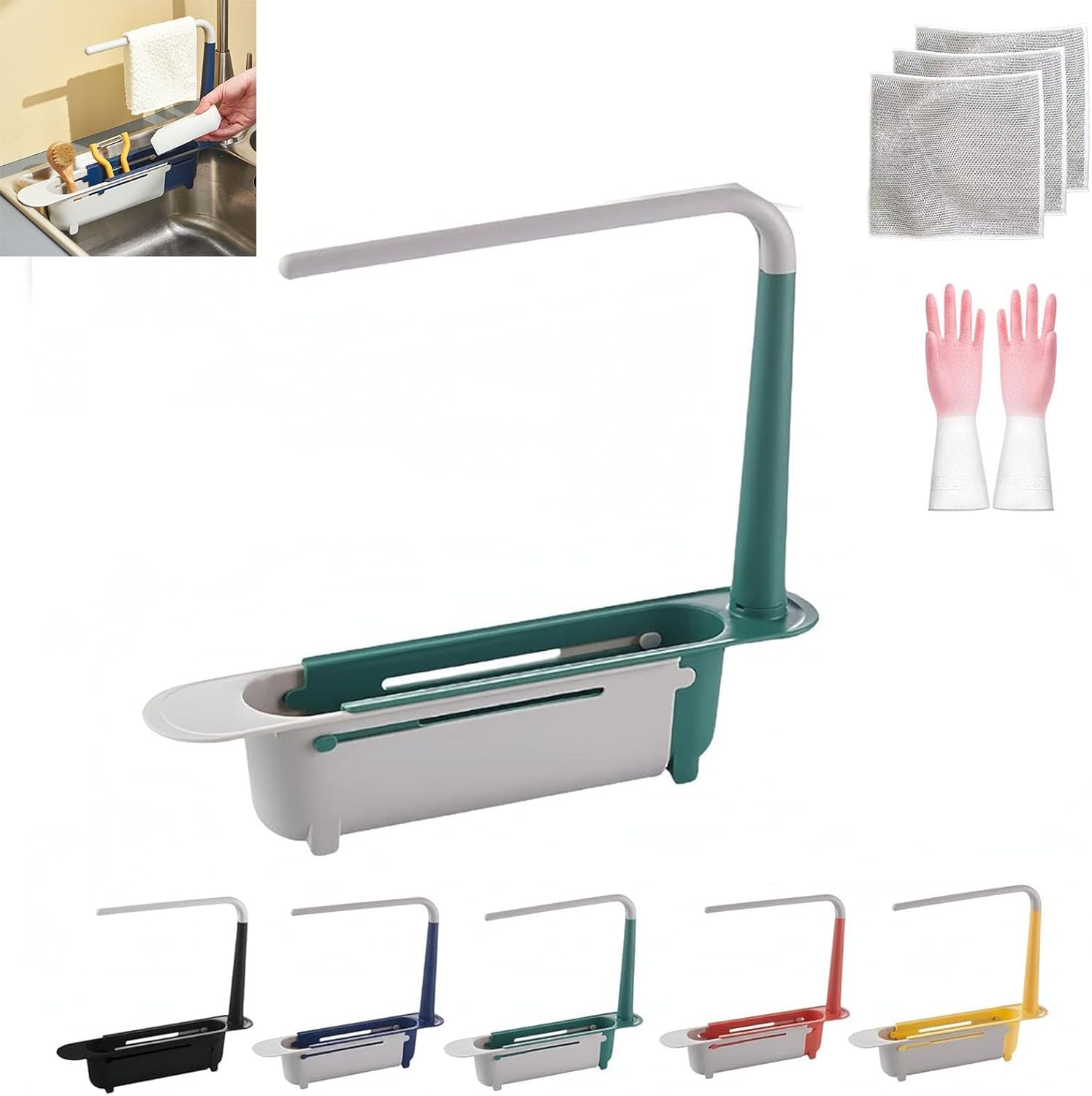 Onwddarefy Sink Storage Rack, Upgraded Telescopic Sink Storage Rack ...