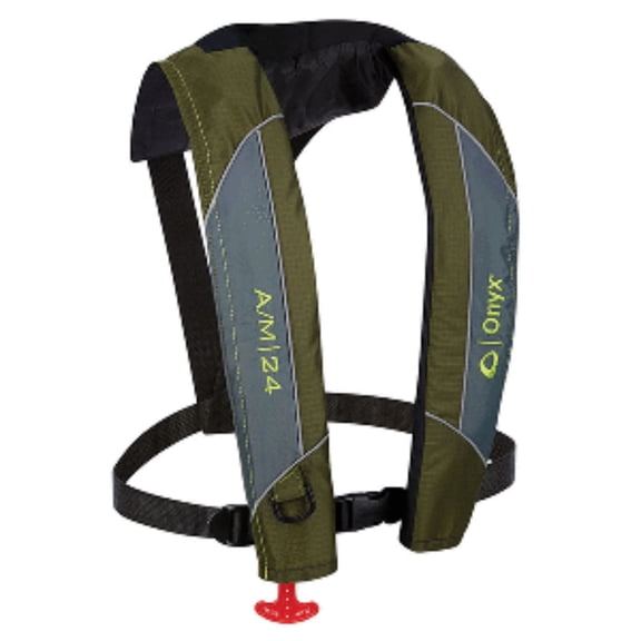 18" Green and Gray A-24 Automatic/Manual  Inflatable Life Vest