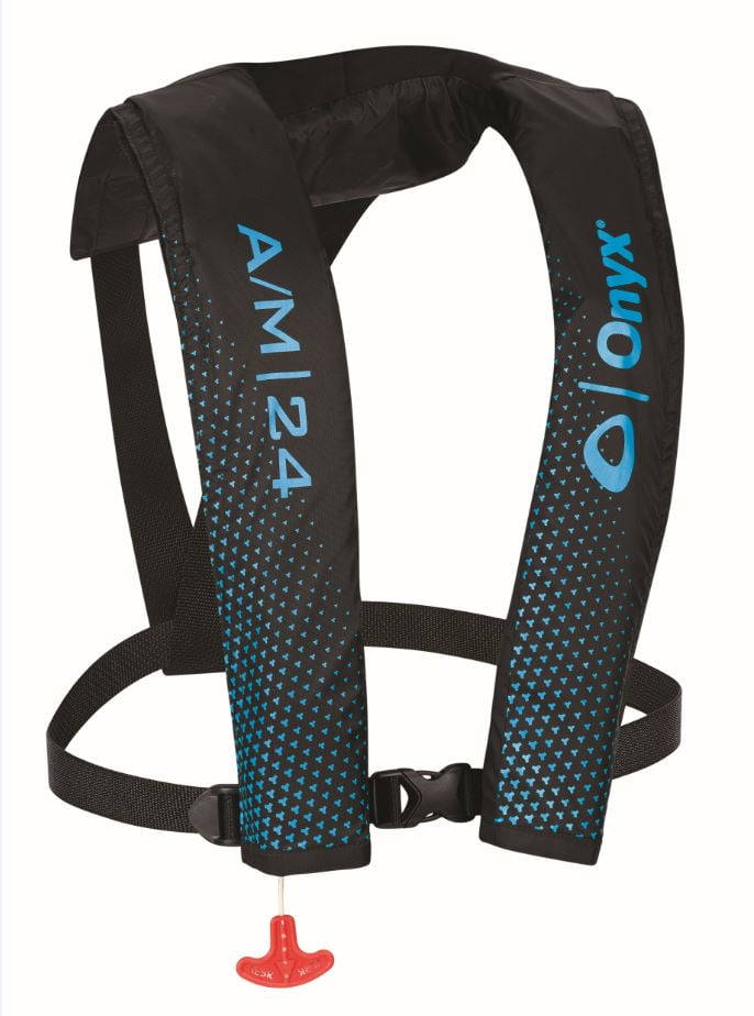 Onyx A/M24 Auto/Manual Inflate Life Vest Black/Blue, One Size Fits Most