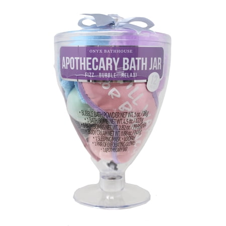Onyx Bathhouse 12 Piece Apothecary Bath Jar with Bubble Bath, Bath Bombs, and More!