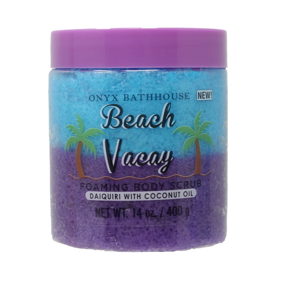 Onyx Bathhouse Beach Vacay 14 oz Foaming Body Scrub, Daiquiri: Peach, Coconut, and Raspberry Scent